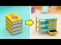 DIY Mini Study table with matchbox || How to make miniature Study table @Craftube