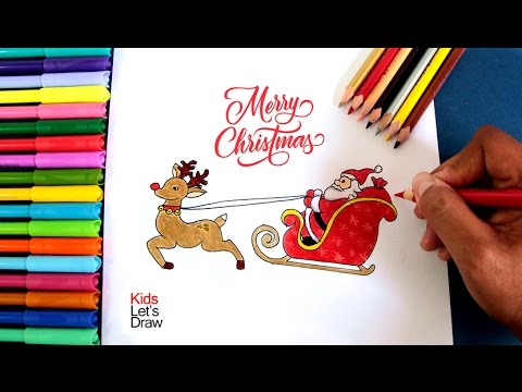Cómo dibujar a Papá Noel en su Trineo utilizando lápices de color - thptnganamst.edu.vn