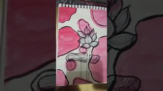 Pink Lotus Flower Boho Art 🌸 | Beautiful Aesthetic Drawing #shorts