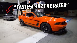 BOSS 302 MUSTANG called out my STOCK Challenger SRT 392 for a RACE!!