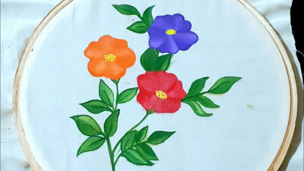 Fabric painting Simple Fabric Painting Flower Design YouTube