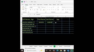In Excel how to separate name and surname and age #mstechtricks #excel #tricks excel sheet