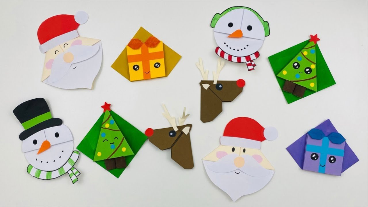 6 Easy Christmas Corner Bookmark Ideas / Christmas Crafts / How to make Paper Bookmarks