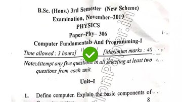 2019 Mdu BSc Phy Hons 3rd Sem Computer Fundamental Programming Question Paper