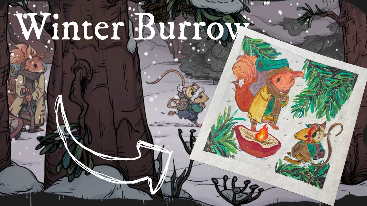 Der Art Style des Spiels in Aquarell und Buntstift? Winter Burrow Paint With Me