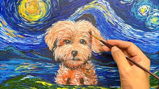 Learn to Paint | Peace. Love. Dogs. | Van Gogh Art Style