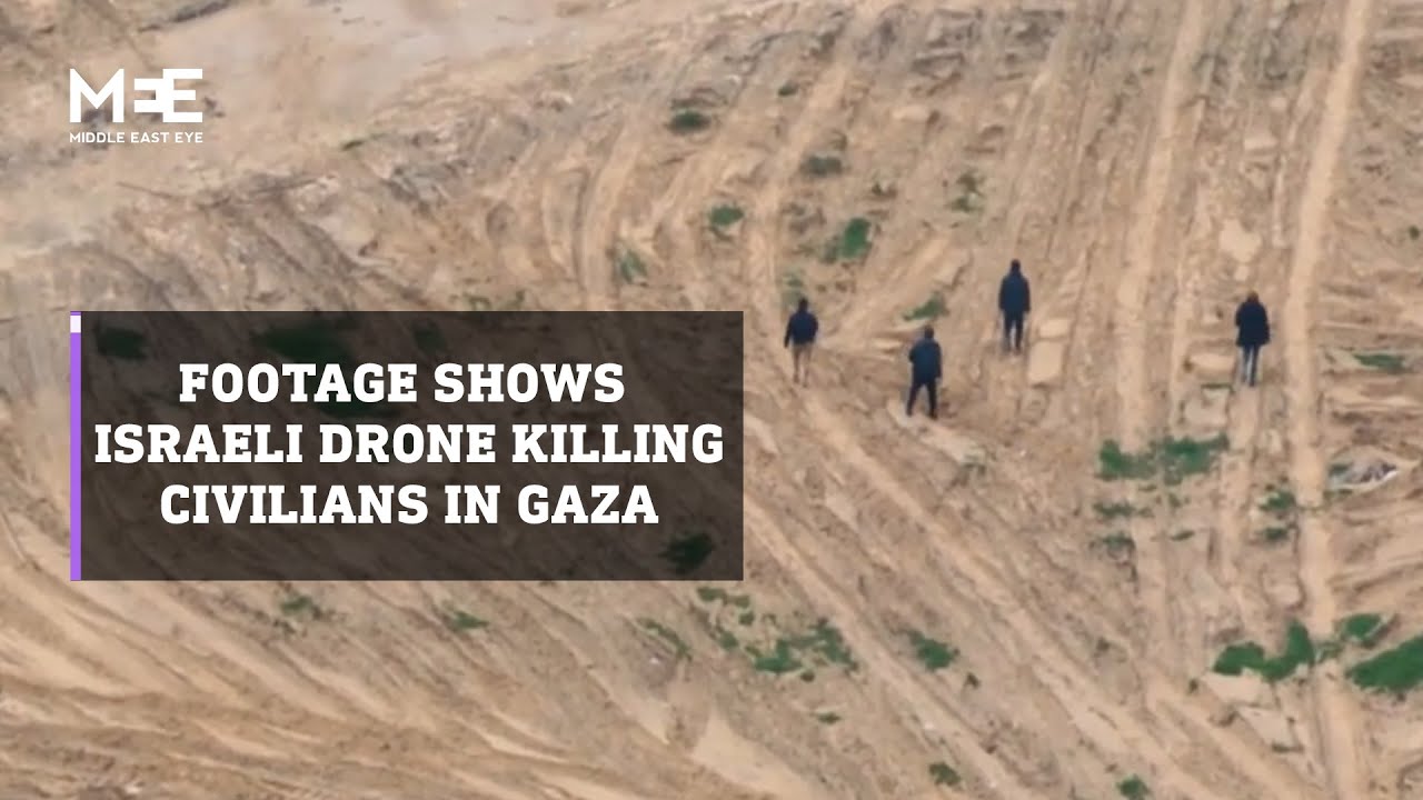 ⁣Footage shows Israeli drone targeting civilians in Gaza