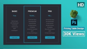 How to design a Modern Pricing Table by Photoshop : ✪ Photoshop Tutorial ✪