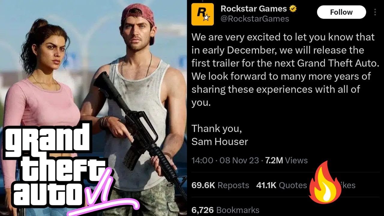 Rockstar Games' GTA 6 Trailer Tweet Becomes the Most Liked Gaming