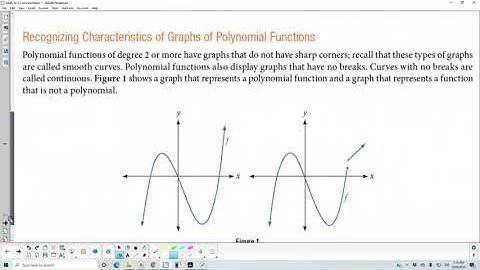 Math 10 5.3 Recognizing Characteristics of Graphs of Polynomial Functions