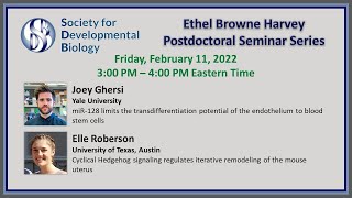 SDB Ethel Browne Harvey Postdoctoral Seminar Series - Joey Ghersi and Elle Roberson