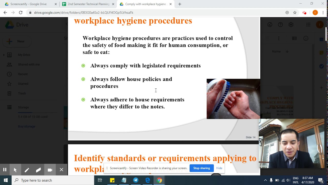 April 17 comply with workplace hygiene procedures part1 W1 G10HS