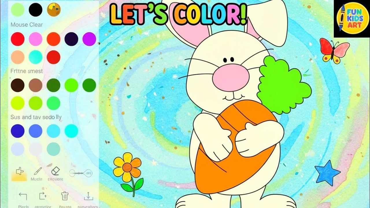 Kids Coloring & Painting 🐰 Cute Bunny Coloring for Kids | Learn Colors Fun