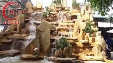 Thi công hoàn thiện thác nước cafe Hương Xưa Hóc Môn