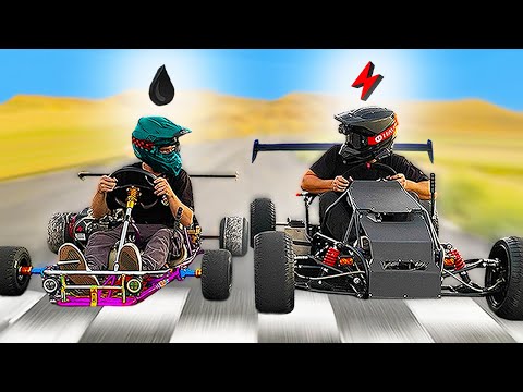 Gas vs Electric Go Kart // Race Track POV (200cc vs 20,000w