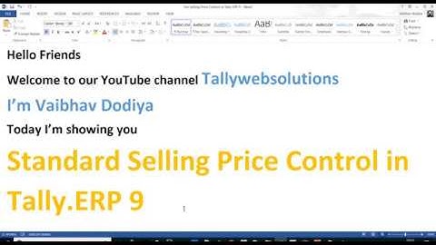 Standard Sales Price Control in Tally Prime | Rate Control in Tally Prime | Tallywebsolutions