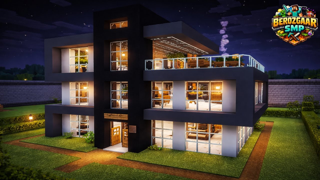 I Build a Modern House In Minecraft - YouTube