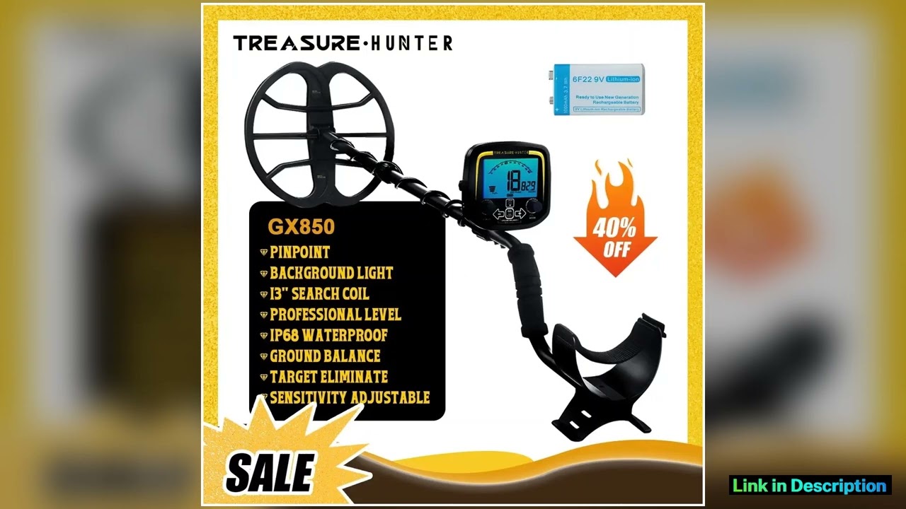 Treasure Hunter GX850 W Battery 13inch Coil Metal Detector Professional Underground High Sensitive