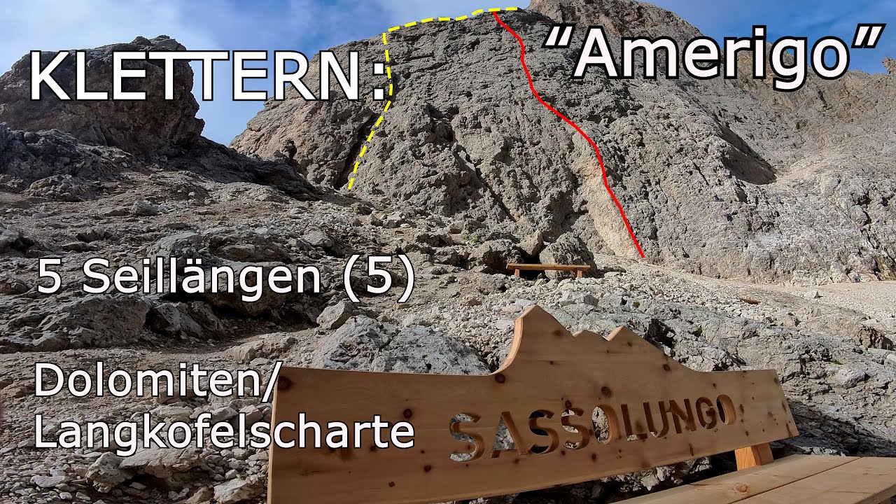 Klettern: Langkofelscharte Amerigo - 5 Seillängen, 5ter Grad - Dolomiten