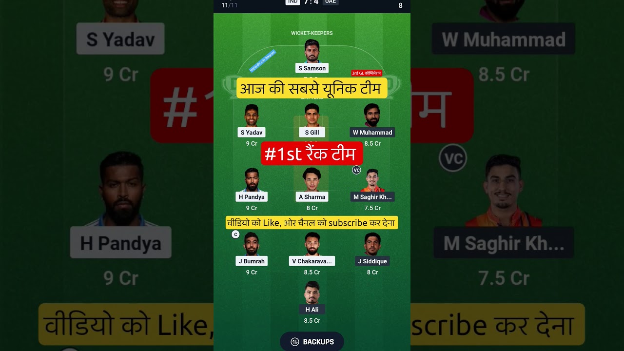 IND VS UAE T20 Dream11 Prediction | IND VS UAE Dream11 Team Of Today Match | 2nd T20 | 