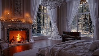 Transform Your Bedroom into a Royal Winter Haven with Fireplace, Snowfall, and Piano Melodies
