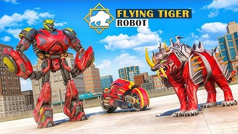 Flying Tiger Robot Attack: Flying Bike Robot Game video | Robot 2021 gameplay | 3D robot gameplay