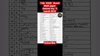 12th GSEB Board Math board Paper 9 march 2026 Solution #maths #gseb #boardexam #testpapers