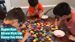 Straw Pick Up Game | Super Fun Stuck at Home Activity for Kids | DIY Games Easy With Paper