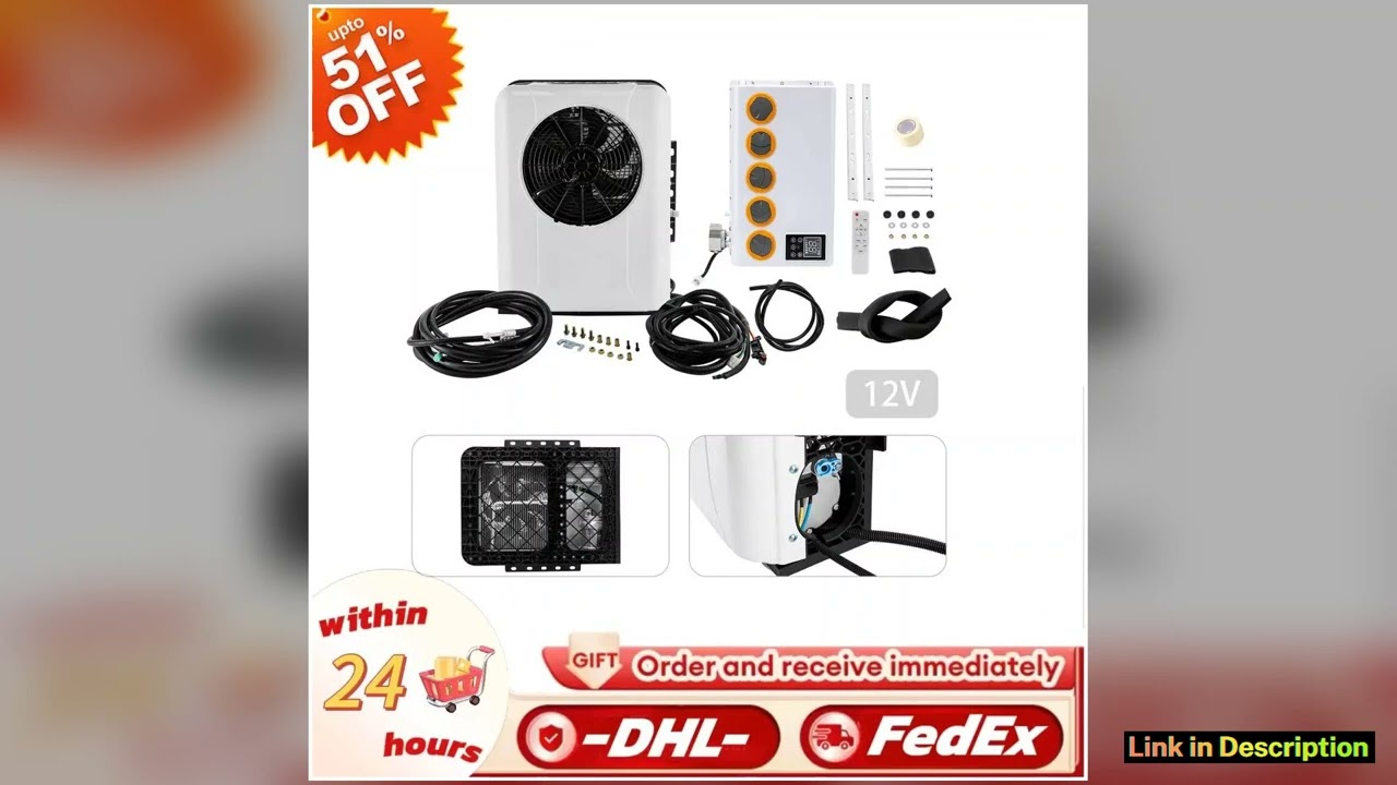 12V 960W Outside and Inside Truck Cab Air Conditioner Split White Air Conditioner Kit and Remote