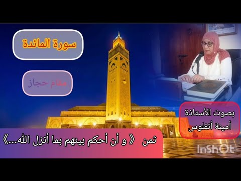 مقام حجاز ثمن و أن أحكم بينهم بما أنزل الله بصوت الأستاذة أمينة أنفلوس سورة المائدة مقام حجاز ثمن و أن أحكم بينهم بما أنزل الله بصوت الأستاذة أمينة أنفلوس سورة المائدة