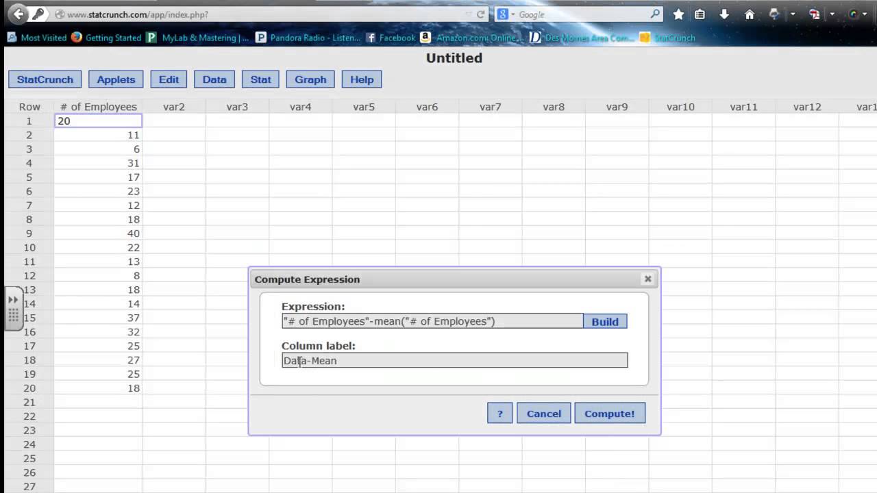 How To Add A Column In Statcrunch