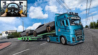 Hauling Tesla Cybertrucks from Russia to Poland in a Ford F-MAX - Euro Truck Simulator 2 - Moza R21