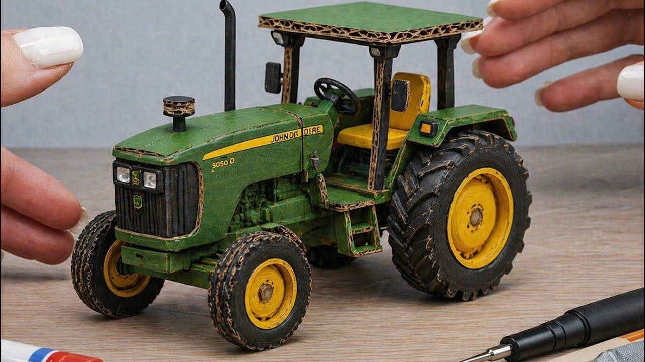 How to make rc  trector from cardboard  || DIY jondear tractor 