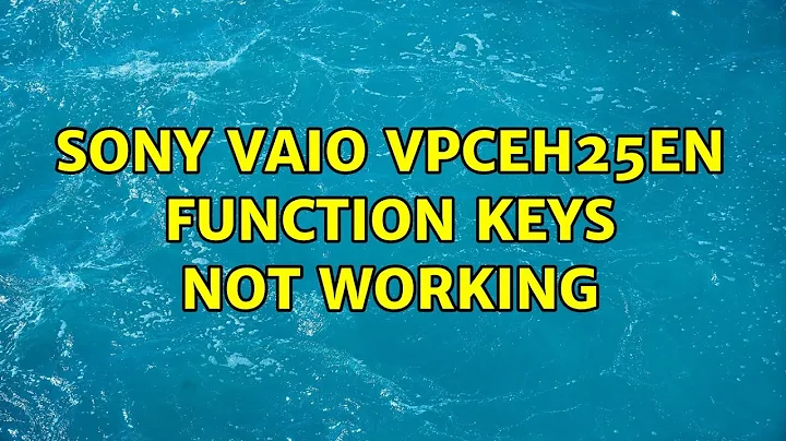 Sony Vaio VPCEH25EN function keys not working