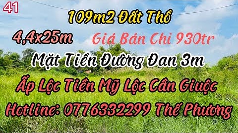 Bán 109m2 Đất Thổ Mặt Tiền Đường Đan 3m Giá Bán 930tr Ấp Lộc Tiền Xã Mỹ Lộc Cần Giuộc Long An