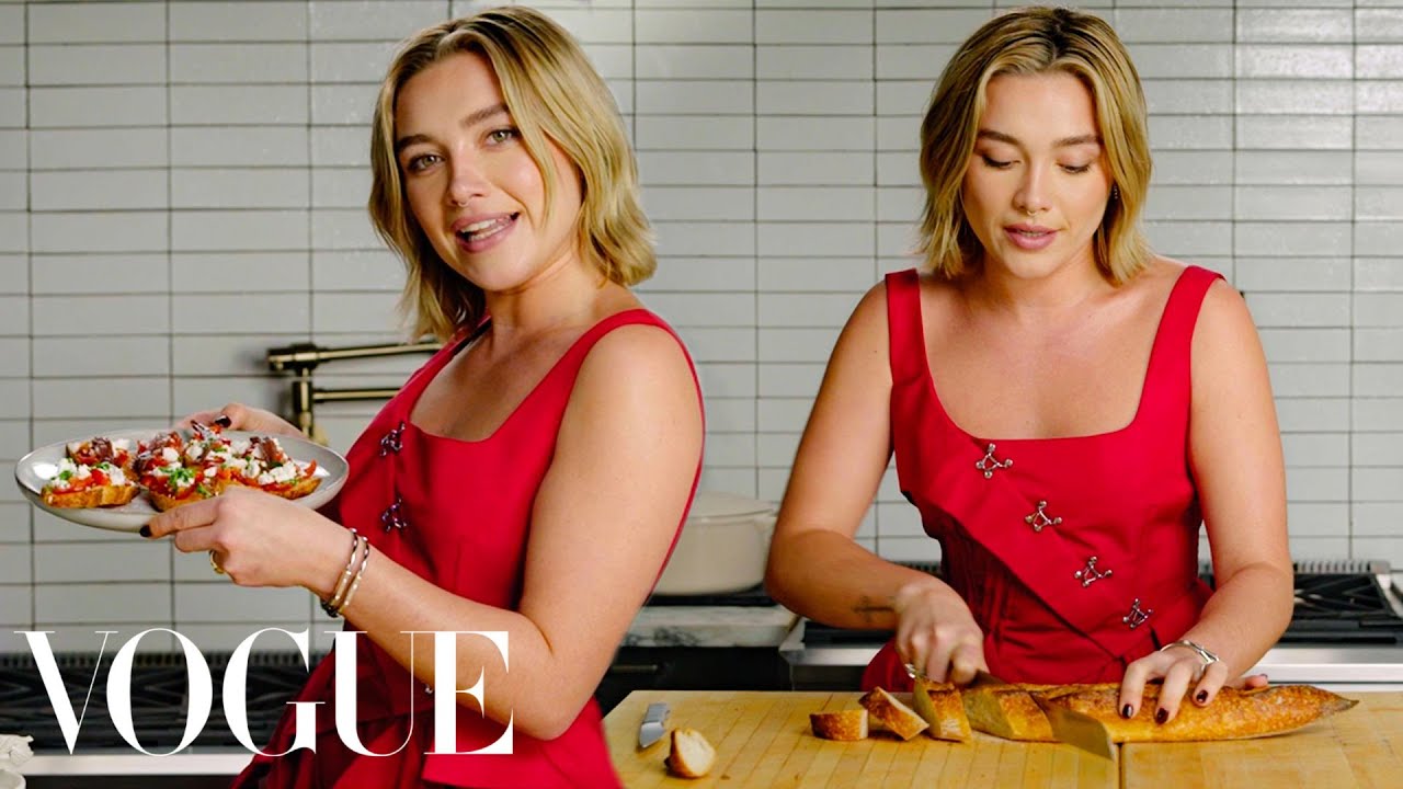 ⁣Florence Pugh Cooks Garlic Crostini | Vogue