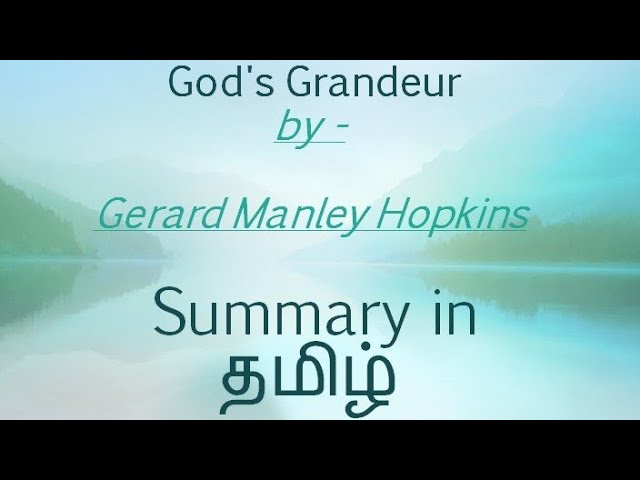 God S Grandeur By G M Hopkins Summary In Tamil Youtube