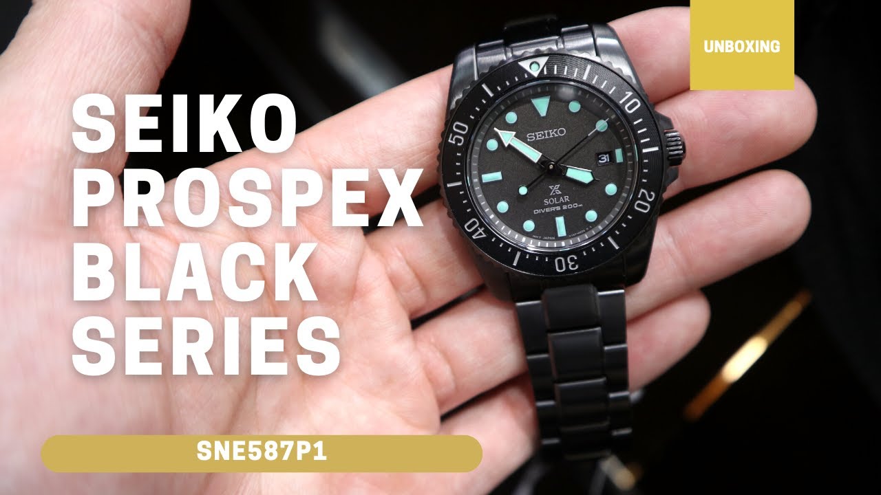 Unboxing Seiko Prospex Black Series Night Vision Solar Diver SNE587P1  SBDN081 - YouTube