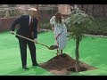 US President Donald Trump & First Lady Melania Trump Planting a Tree at Rajghat