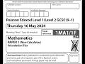 GCSE Maths May 2024 Foundation Paper 1 Non calc Pearson Edexcel