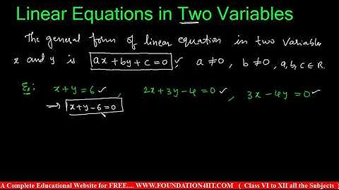 Linear Equations in Two Variables