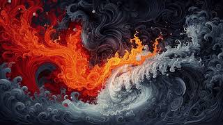 Fire and Water Swirl Collision Abstract Seamless Loop 4K No Copyright