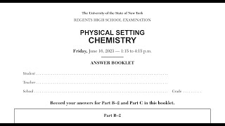 June 2023 Chemistry Regents Answers & Explanations | Part B-2, C Review.