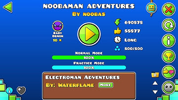 FIRST ATTEMPT! (Geometry Dash) Easy/Free Demon #4: Noobaman Adventures (FLASHING LIGHTS WARNING)