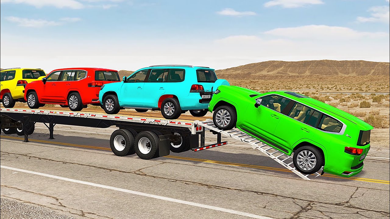 Flatbed Truck Mcqueen   | Transportation with Truck - Pothole vs Car #495 - BeamNG.Drive