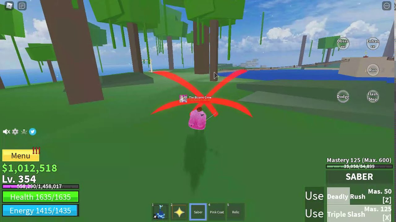 Bisento v1 vs Saber v1 a battle for the stronger, Roblox