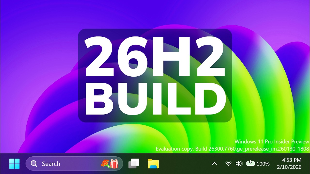 New Windows 11 26H2 Build 26300.7760 – New Taskbar Animation, New