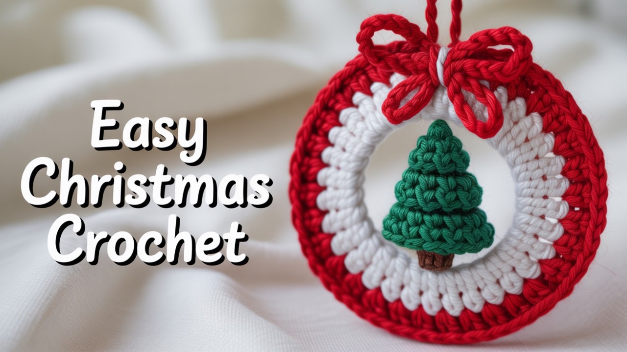 🎄Простой рождественский венок, связанный крючком | Урок для начинающих