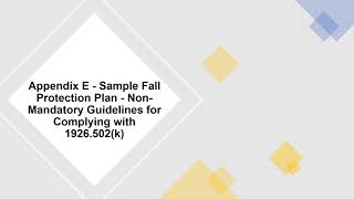 OSHA 1926 Subpart M Appendix E - Sample Fall Protection Plan - Non-Mandatory Guidelines