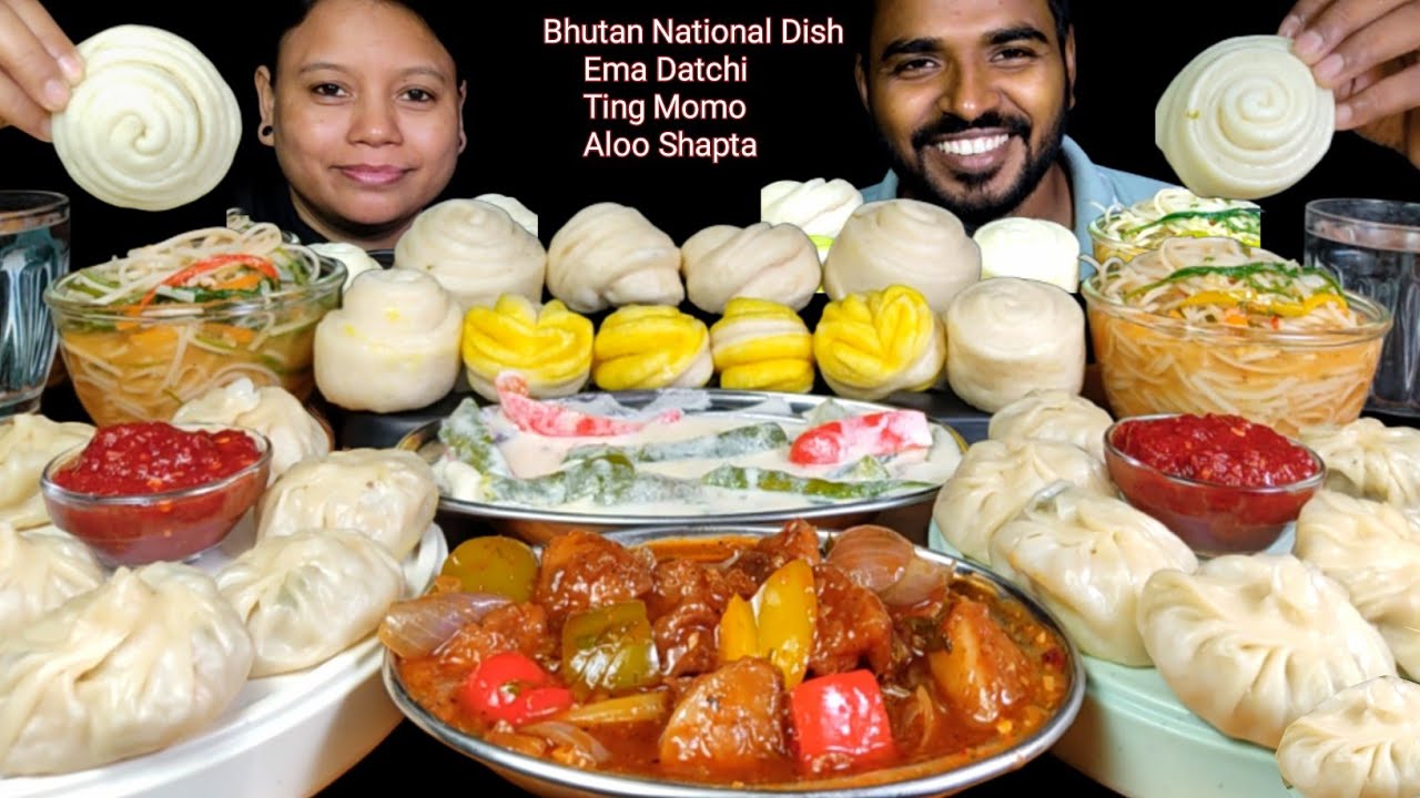 Ema Datchi, TingMo, Squash Momo, Thukpa🌶️ Chutney & Potato Shapta | Asmr Eating | Couple Eating Show